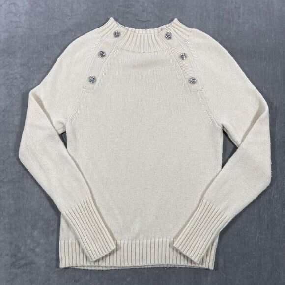 J.Crew Women's Small Cream Mock Neck‎ Lambs Wool Sweater - Picture 1 of 7